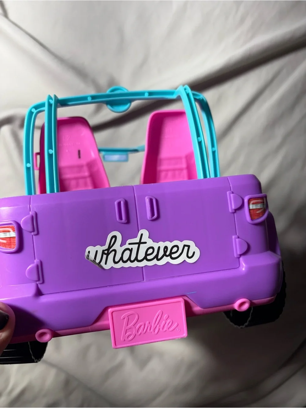 Kids Purple and Pink Toy Convertible Car with Teal Accents